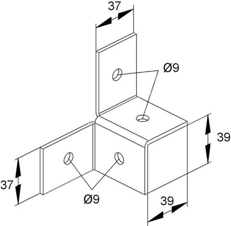 Coupler for support/profile rail C-profile Angle QV 40