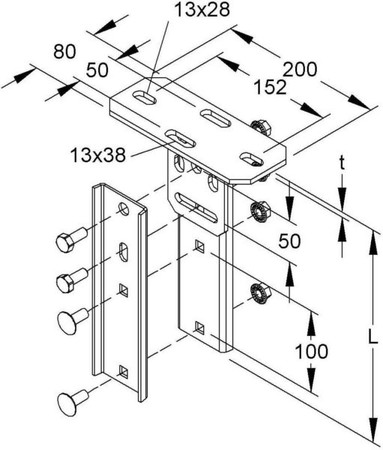 Head plate for profile rail I-profile KIGV 80