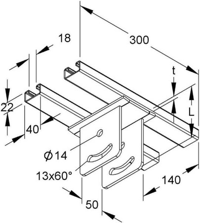 Head plate for profile rail U-profile KUGPK 5050