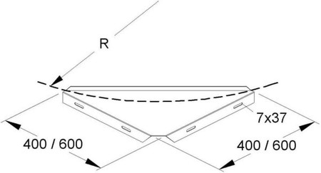 Corner plate for cable ladder 600 mm KLEB 600
