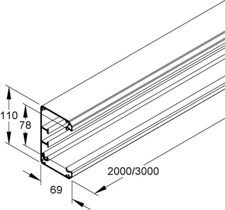 Wall duct 110 mm 69 mm 2000 mm GAU 110-78 P