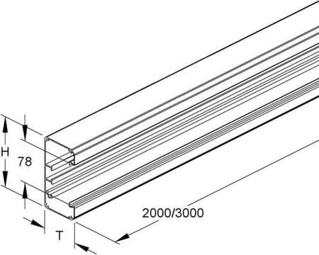 Wall duct 133 mm 69 mm 2000 mm GAU 133-78 P