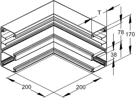 Inner corner for wall duct 170 mm 80 mm Asymmetric DAI 170-78 N