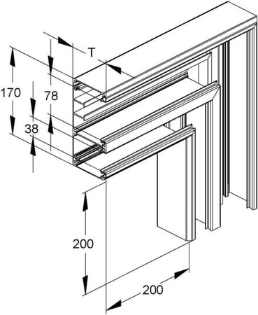 Flat bend for wall duct 170 mm 80 mm 2 DAVU 170-78 N