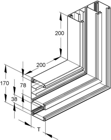 Flat bend for wall duct 170 mm 80 mm 2 DAVO 170-78 P