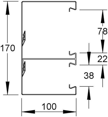 Wall duct 170 mm 100 mm 2000 mm DKU170-78T100L