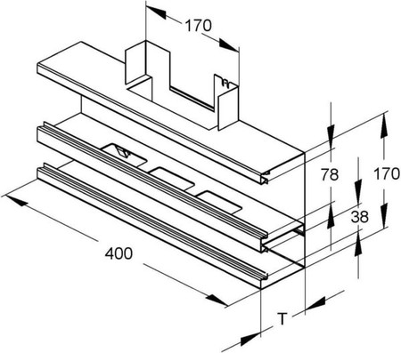 Tee for wall duct 170 mm 100 mm 170 mm DKT170-78T100W