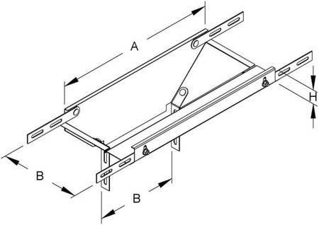 Tee funnel for cable tray 200 mm 200 mm 35 mm RTL 35.200