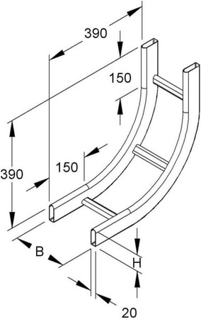 Bend for cable ladder Vertically rising 90? 450 mm KROS 60.325 F