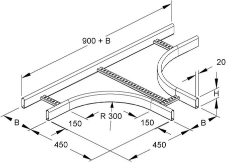 Tee for cable ladder Tube shape (closed) 60 mm KRCT 60.225 F