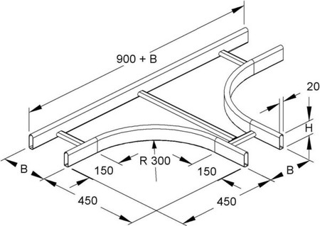 Tee for cable ladder Tube shape (closed) 60 mm KROT 60.225 F