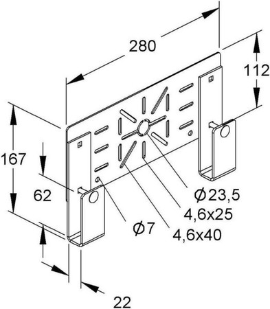 Mounting plate for cable support system Horizontal KRMPV 280 F