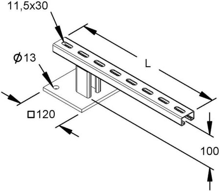 Support bracket for cable support system 400 mm RSSTA 100.400