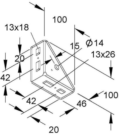 Coupler for support/profile rail U-profile Angle TRV 40 E3