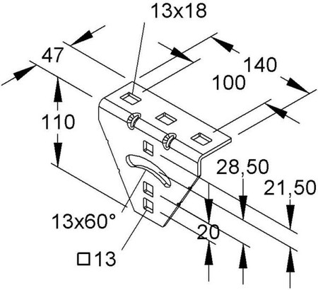 Coupler for support/profile rail C-profile Angle AWG 110/140