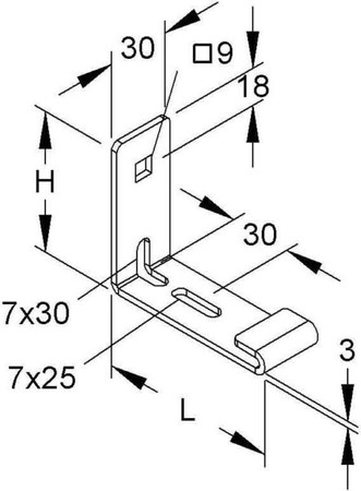 Mounting material for cable support system Steel GRHB 30/150 F