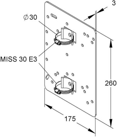 Mounting plate for cable protection tubes Metal MIMPA 30/260 F