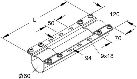 Mounting plate for cable protection tubes Metal MIMTA 60/625 F