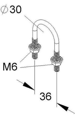 Stirrup bolt U-form Steel Hot dip galvanized 6 MIRB 30 F