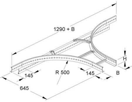 Add-on tee for cable ladder Profile (open) 600 mm KLTA 100.603