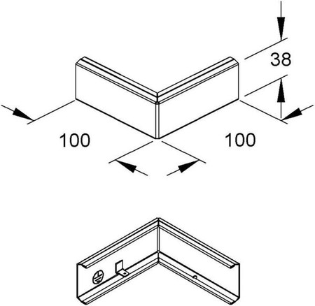 Cover for outside corner wall duct 38 mm Steel GKE 38/100 S