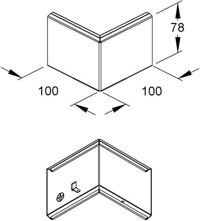 Cover for outside corner wall duct 78 mm Steel GKE 78/100 A