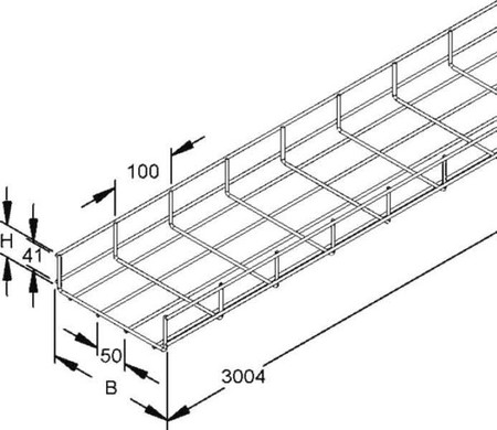 Mesh cable tray U-shape 60 mm 600 mm GRS 60.600 E3