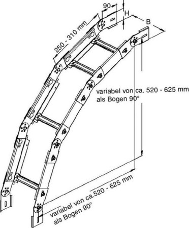 Vertical outside riser for cable ladder Flat profile KGS 60.203