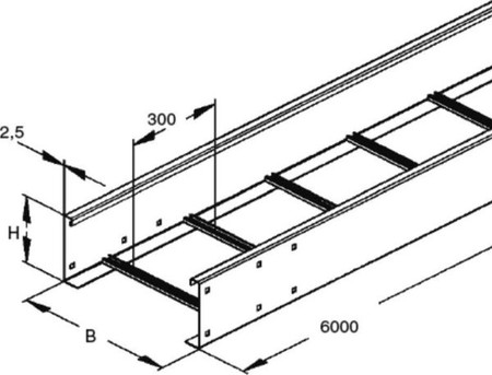 Cable ladder/wide span cable ladder Flat profile WSLS 200.200