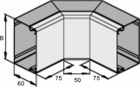 Inner corner for installation duct 100 mm 60 mm LUID 60.100 E3