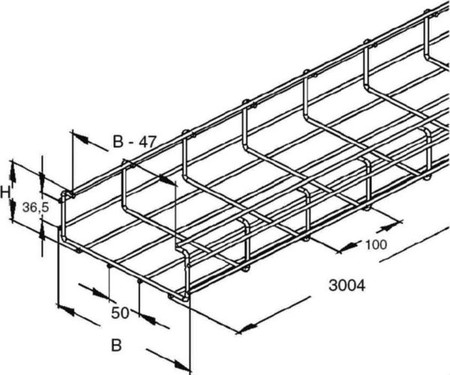 Mesh cable tray C-shape 60 mm 60 mm GRC 60.060 E3