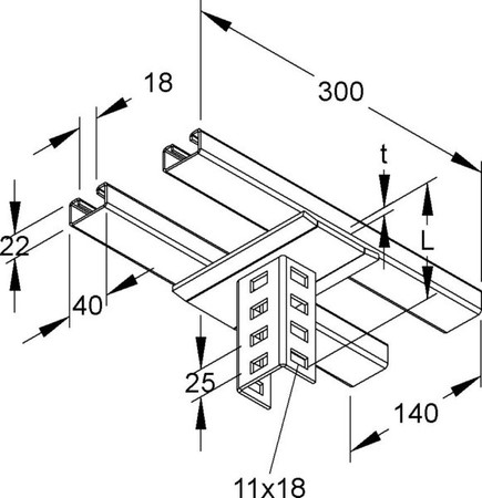 Head plate for profile rail U-profile KUDK 6040