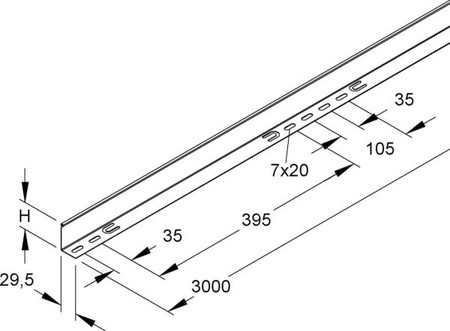 Separation plate for cable support system 30 mm 3000 mm GTW 30 S