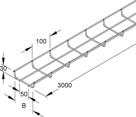 Mesh cable tray U-shape 30 mm 70 mm GTS 30.070 V