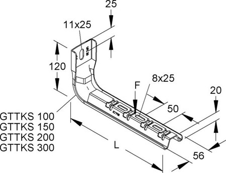 Bracket for cable support system  GTTKS 150 S