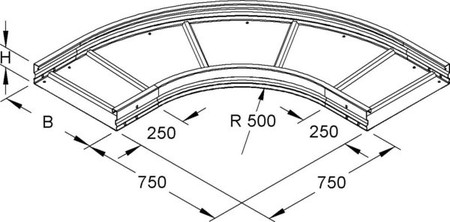 Bend for cable tray Horizontal 90? 500 mm WRBR 105.200