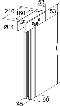 Ceiling profile for cable support system 500 mm FPDS 500/AC