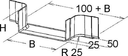 Add-on tee for cable tray 50 mm 150 mm 25 mm KKSS 50.150