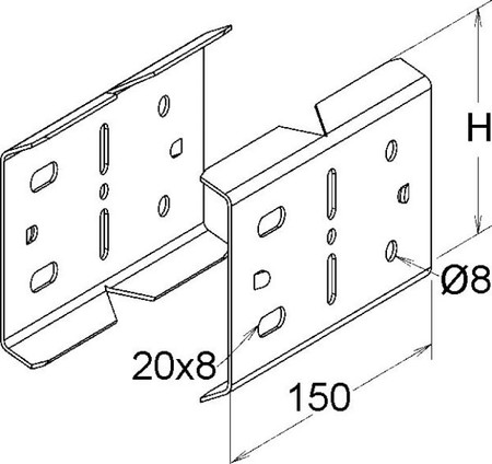 Connector for cable support system Longitudinal joint ULIH 80 E4