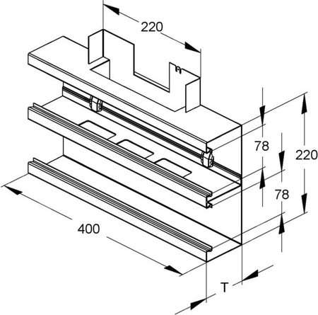 Tee for wall duct 220 mm 80 mm 220 mm DKT 220-78T80S