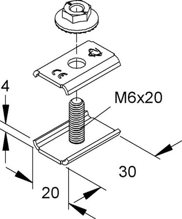 Connector for cable support system  GRV M6X20 V