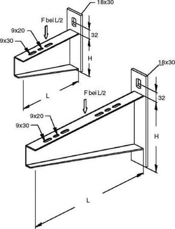 Bracket for cable support system 340 mm 183 mm KTASS 300