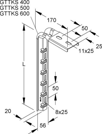 Ceiling profile for cable support system  GTTKS 600 S