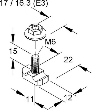 Connector for cable support system  GRHKM 6X15 V