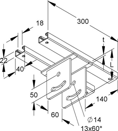 Head plate for profile rail U-profile KUGPK 6040