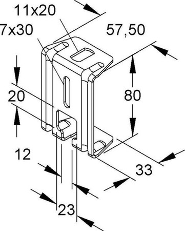 Ceiling bracket for cable support system 58 mm 32 mm 80 mm DB 10