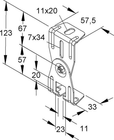 Ceiling bracket for cable support system 58 mm 32 mm DBG 10