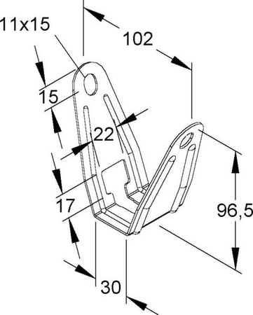 Ceiling bracket for cable support system 102 mm 96 mm DBT 40