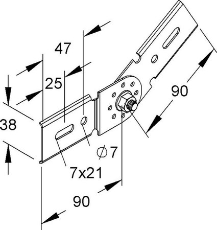 Connector for cable support system Corner joint GRGV 50 F