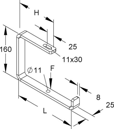 Ceiling bracket for cable support system 120 mm 25 mm ZCB 120